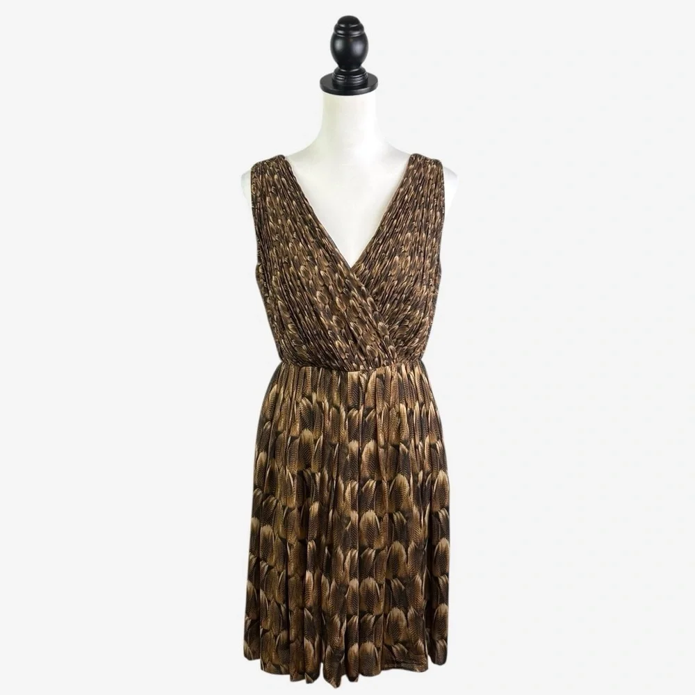 NWT Talbots Sleeveless V-Neck Dress Knee Length Size 8P Brown